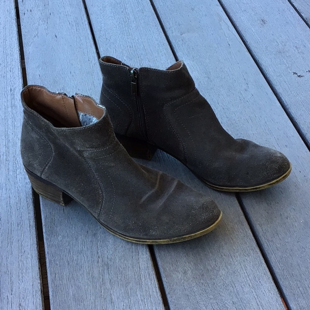 Lucky brand gray western suede leather ankle boots Sz 9